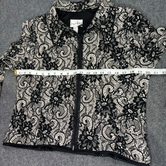 Joseph Ribkoff Blazer Women’s 16 Sequins Lace Pattern Floral Midi Floral Black - Picture 8 of 12